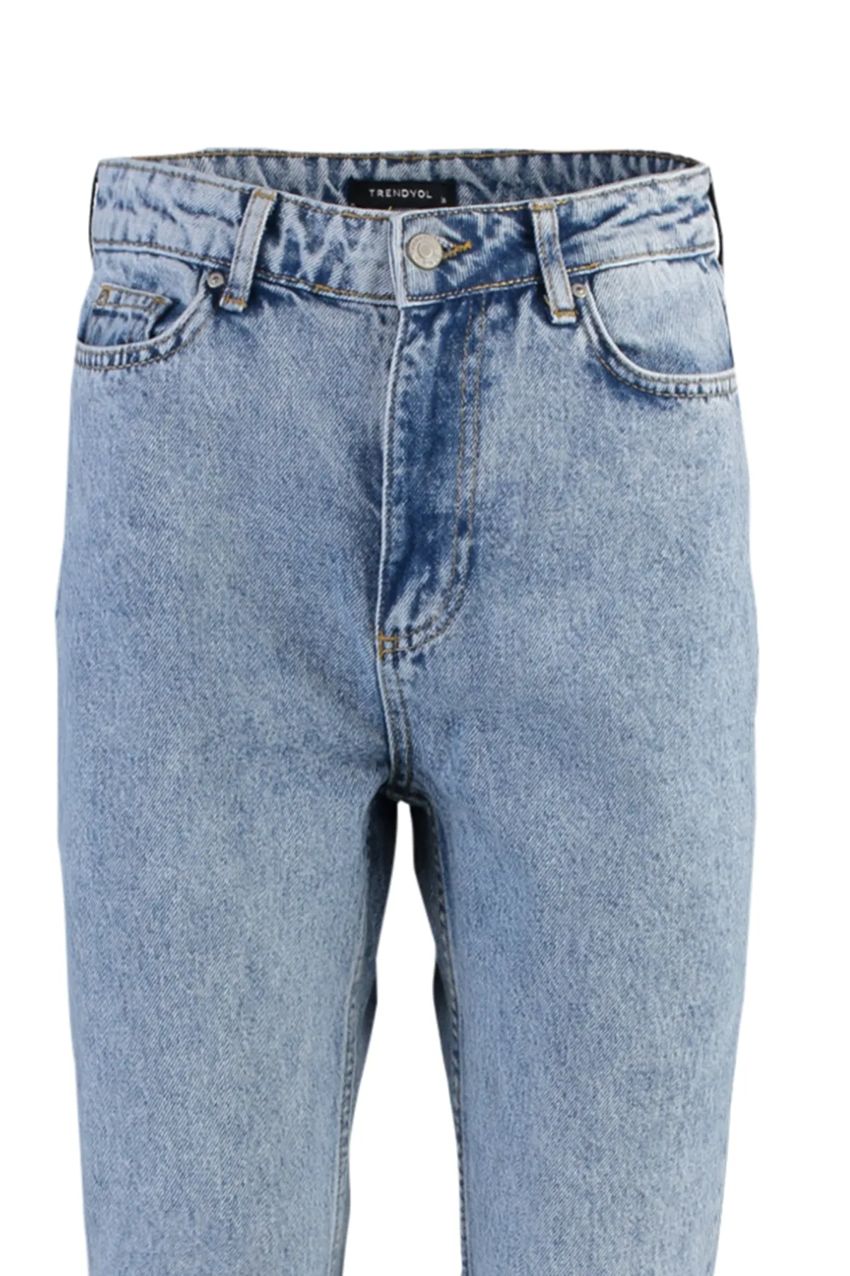 Trendyol Collection  Hellblaue Mom-Jeans mit hoher Taille TWOAW23JE00193