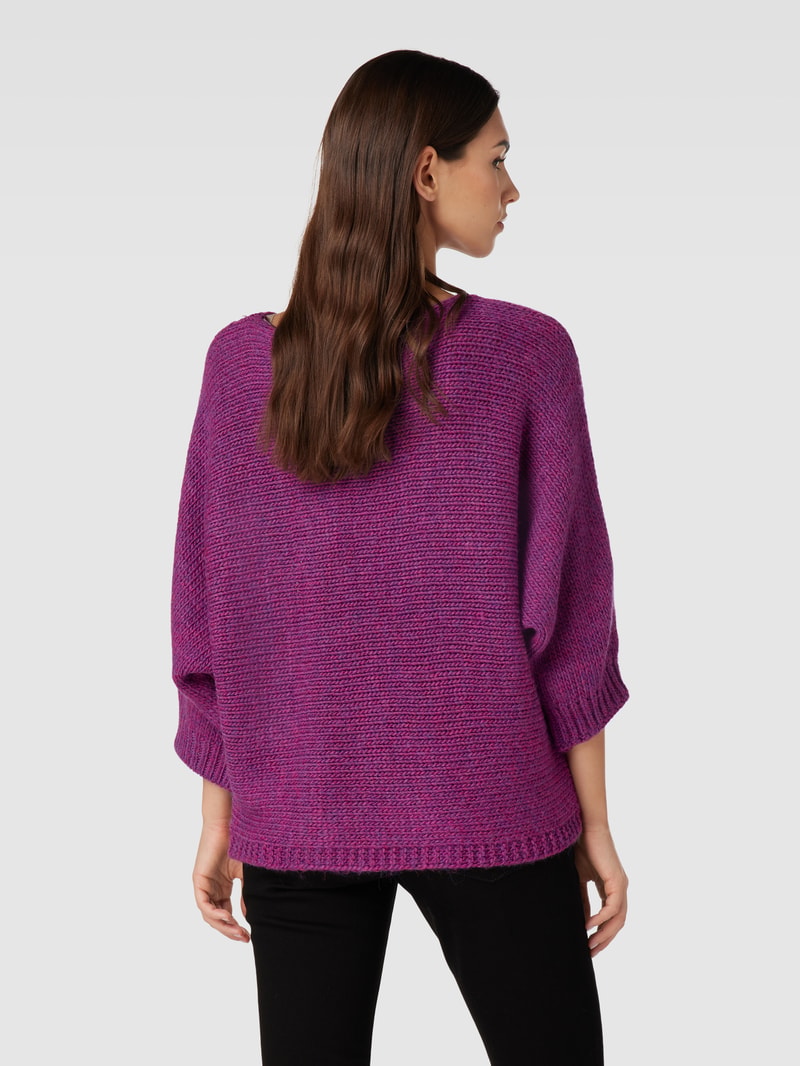 Strickpullover mit U-Boot-Ausschnitt und 3/4-Arm in pink