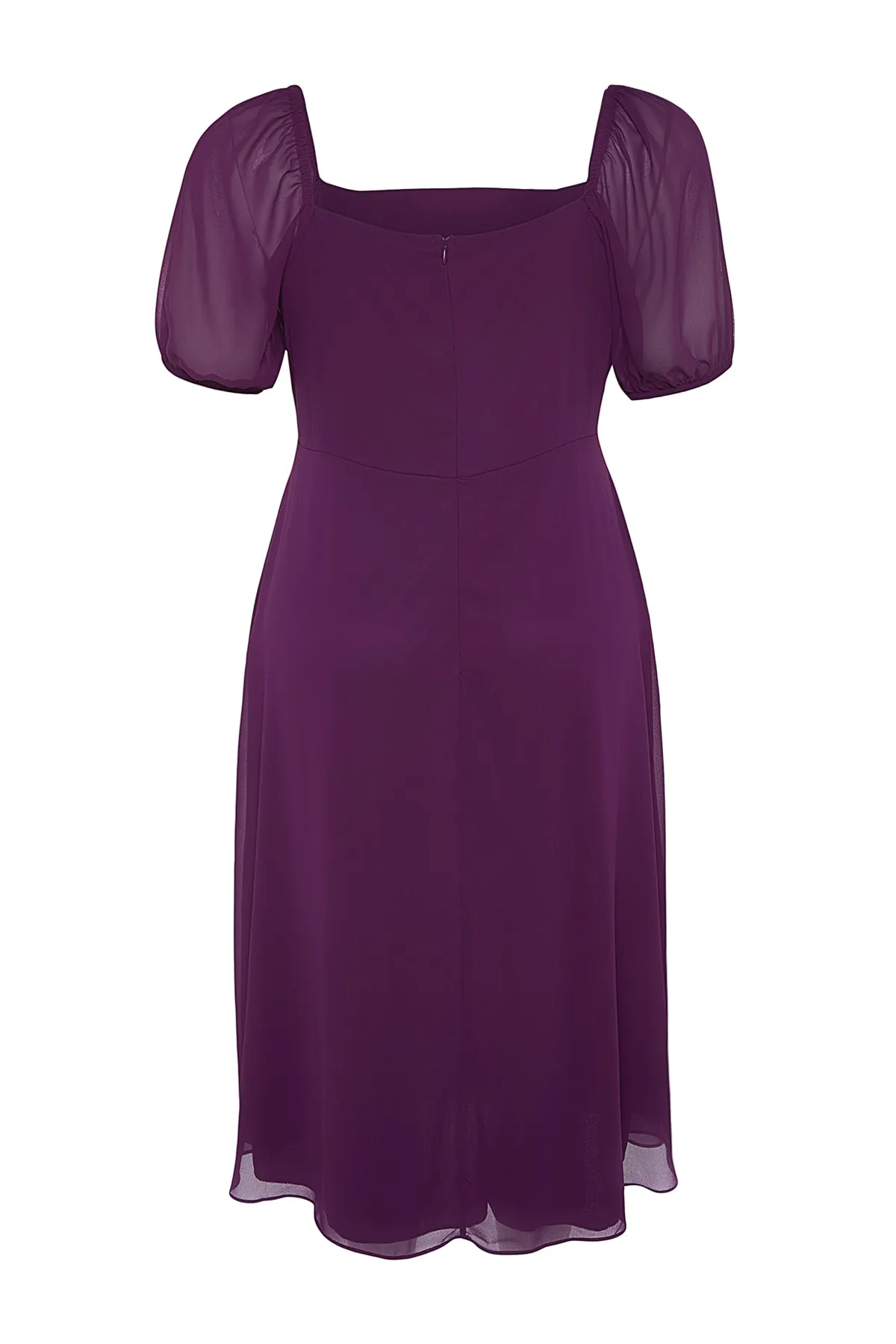 Trendyol Curve  Lila, schlichtes A-Linien-Midikleid aus Webstoff in Übergröße