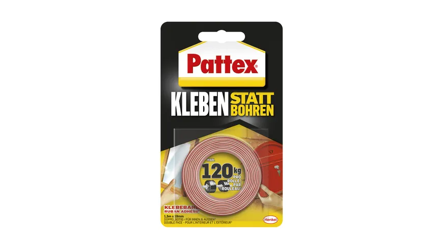 Pattex Kleben statt Bohren Klebeband 19mm x 1,5m 1.5 m
