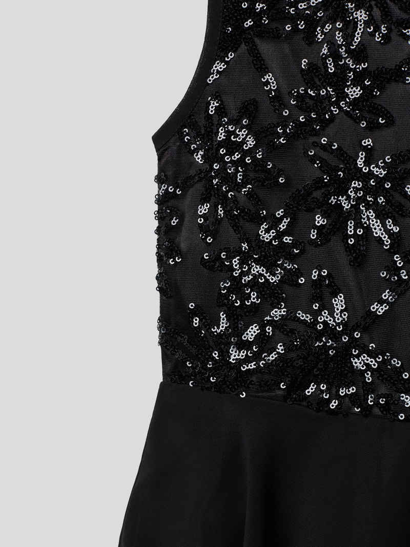 Kleid mit Paillettenbesatz in schwarz
