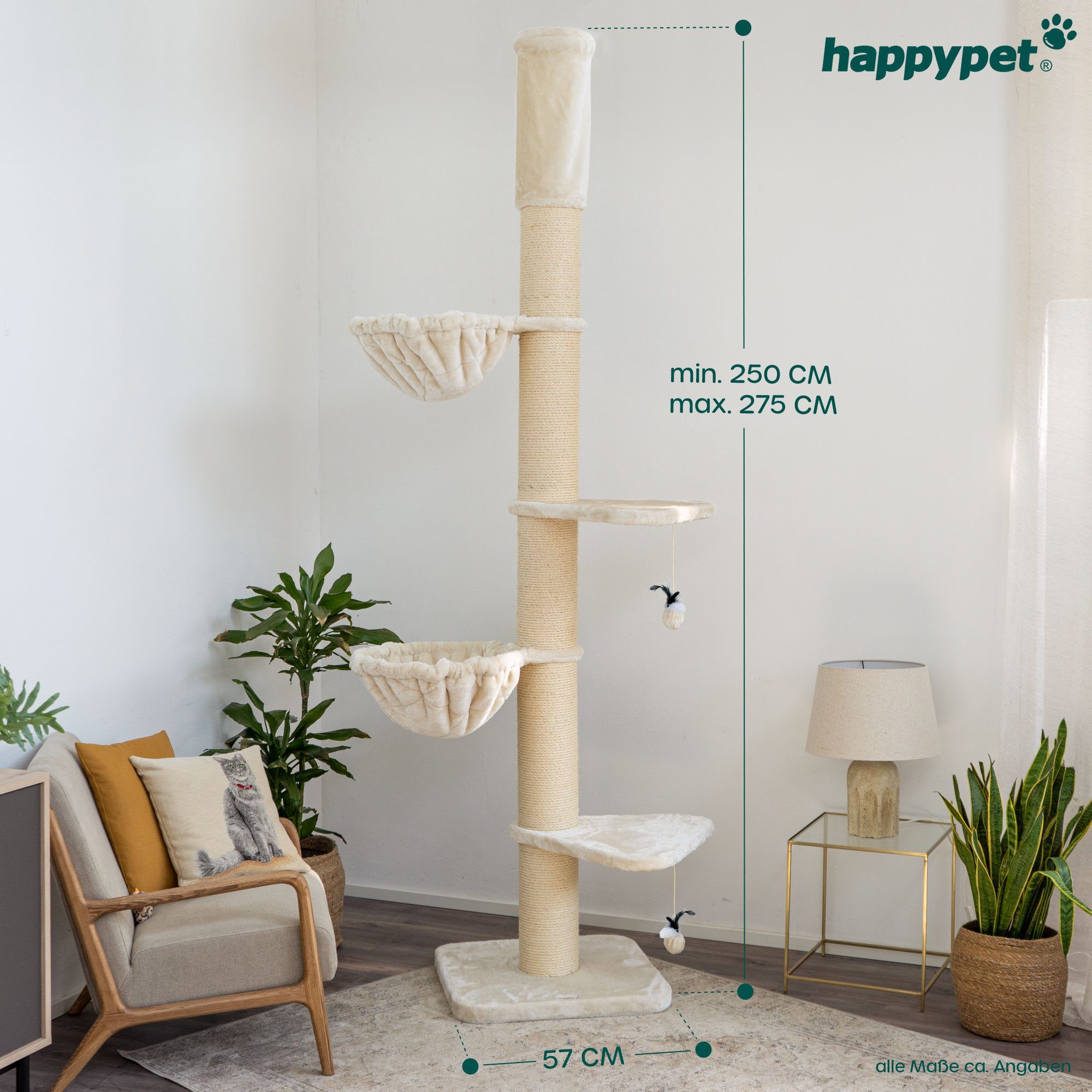 Happypet Kratzbaum MC2730, Leonardo, 250 - 275 cm, Deckenhoch für große Katzen