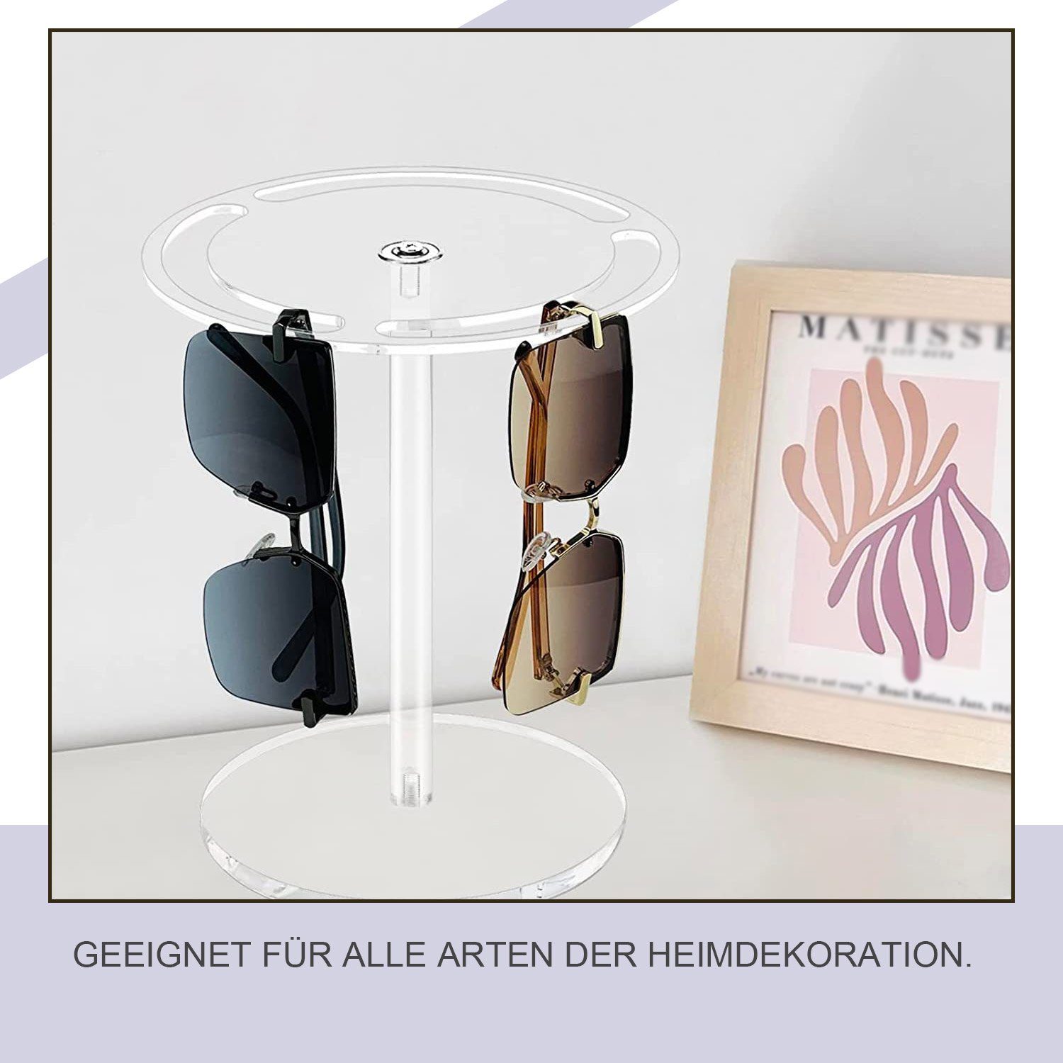 TOPMELON Brillenetui Acryl-Sonnenbrillenhalter, 360° Drehung Brillenständer