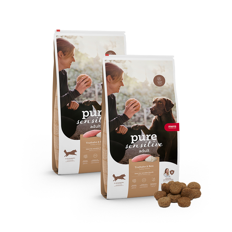 MERA Hundetrockenfutter MERA pure sensitive Adult Truthahn & Reis 2x12,5 kg