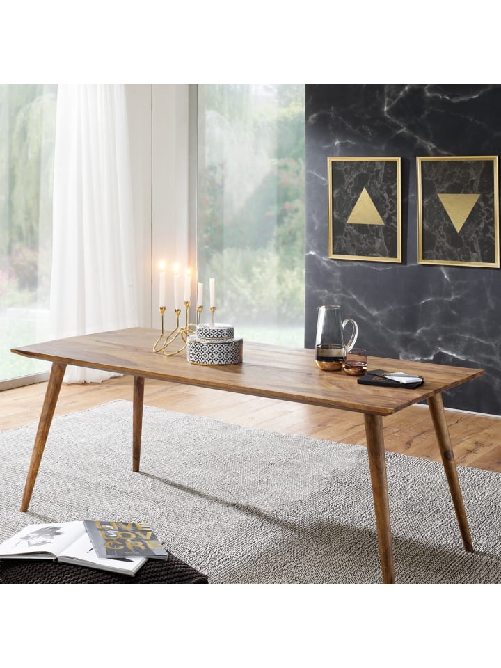 KADIMA DESIGN Massivholz Esstisch im Retro Landhausstil, handgefertigt, Sheesham-Holz günstig kaufen