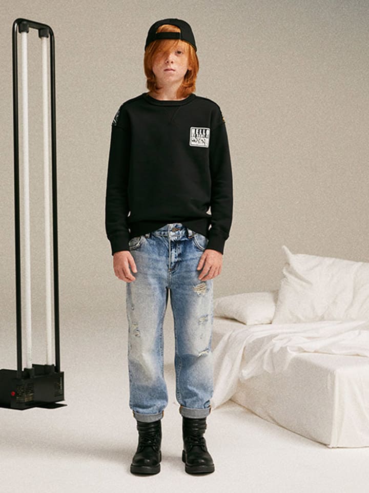 Sisley Sweatshirt in Schwarz/ Bunt günstig kaufen