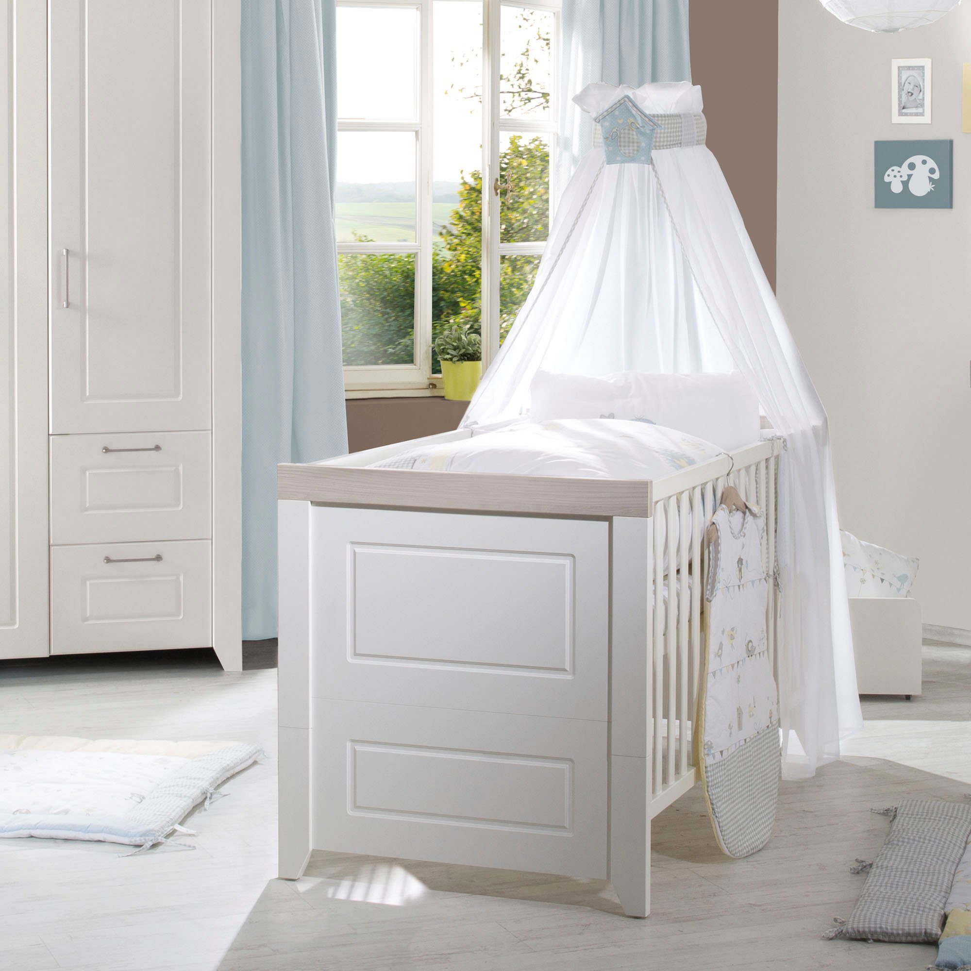 roba® Babyzimmer-Komplettset Felicia, (Set, 3-St., Kinderbett, Wickelkommode, Kleiderschrank), mit Kinderbett, Schrank und Wickelkommode