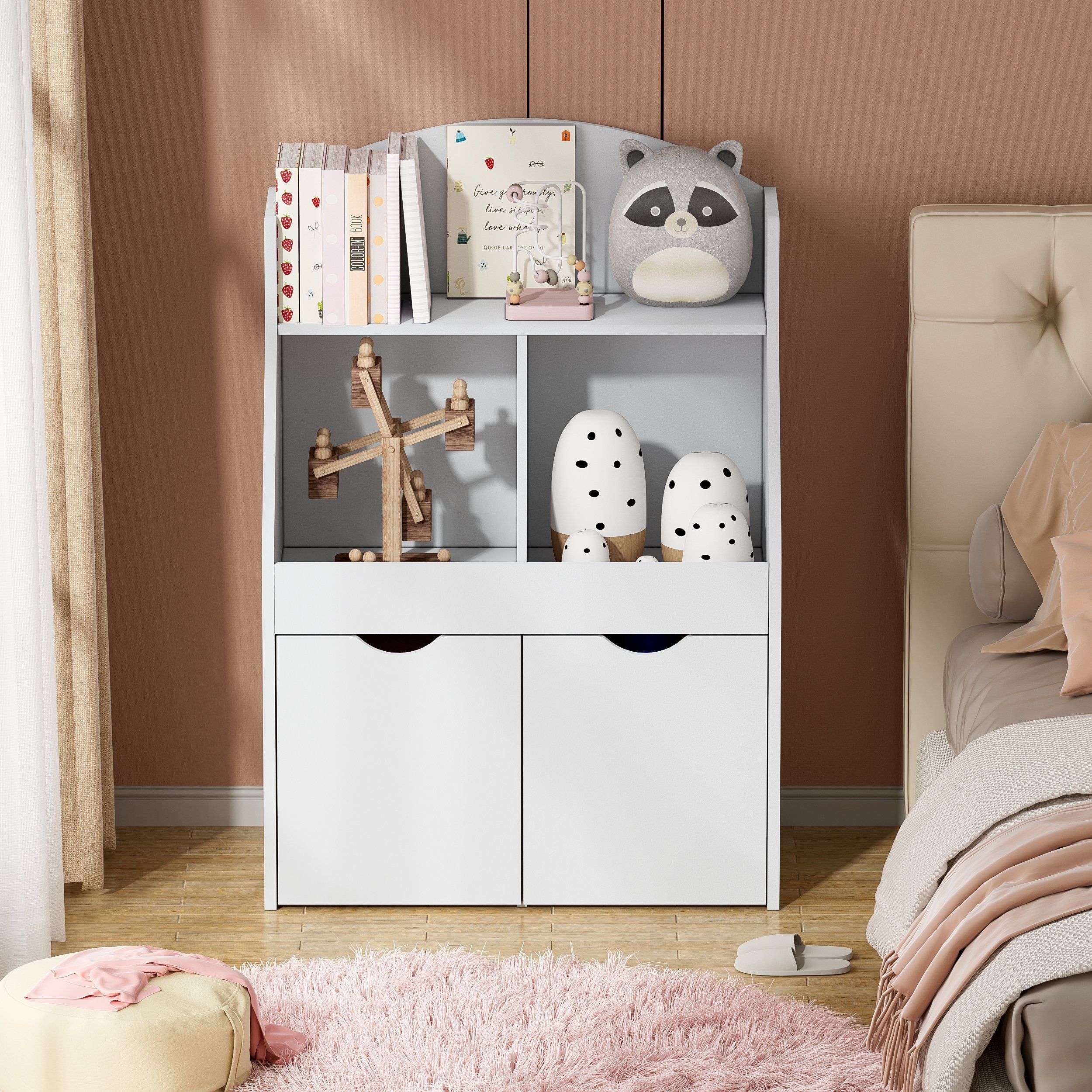 TWSOUL Stauraumschrank Kinderspind, Aufbewahrungsschrank für Kinderspielzeug 65*40*89CM(L*B*H), Premium-MDF