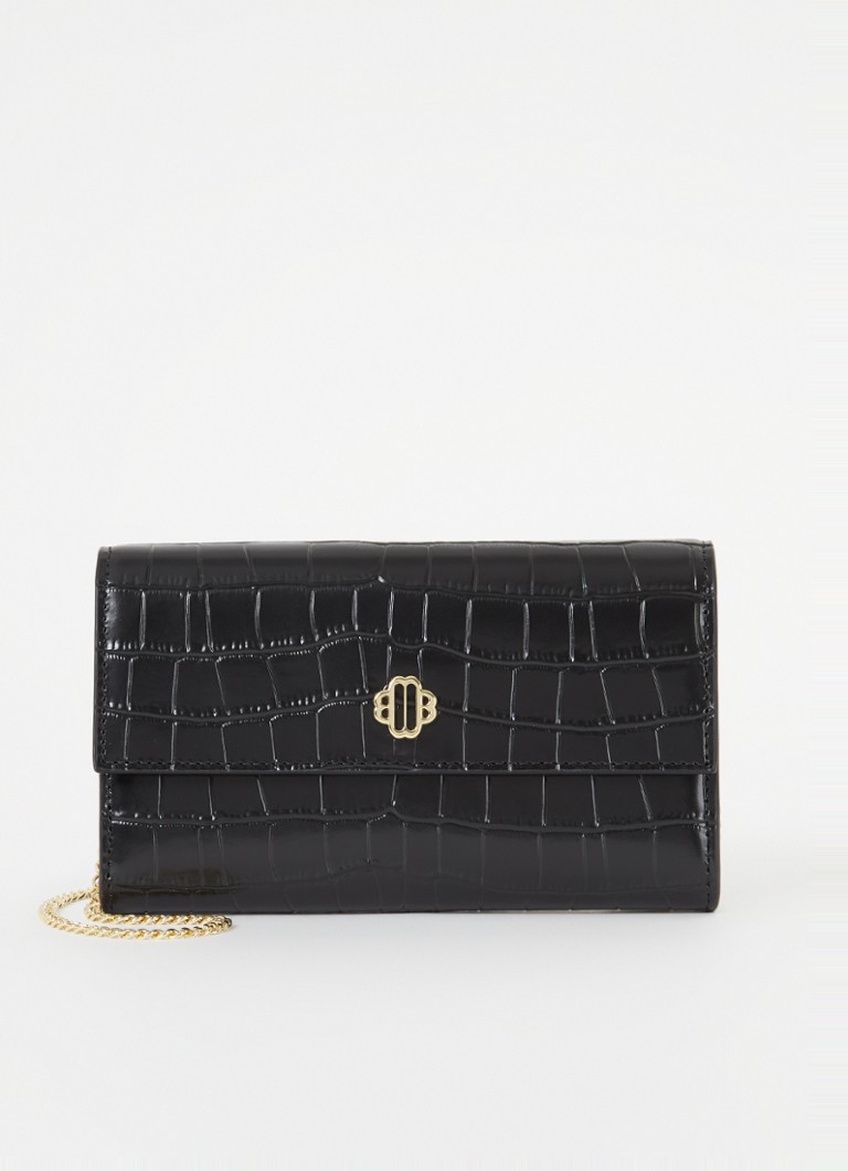 Maje leather crossbody bag with croc texture