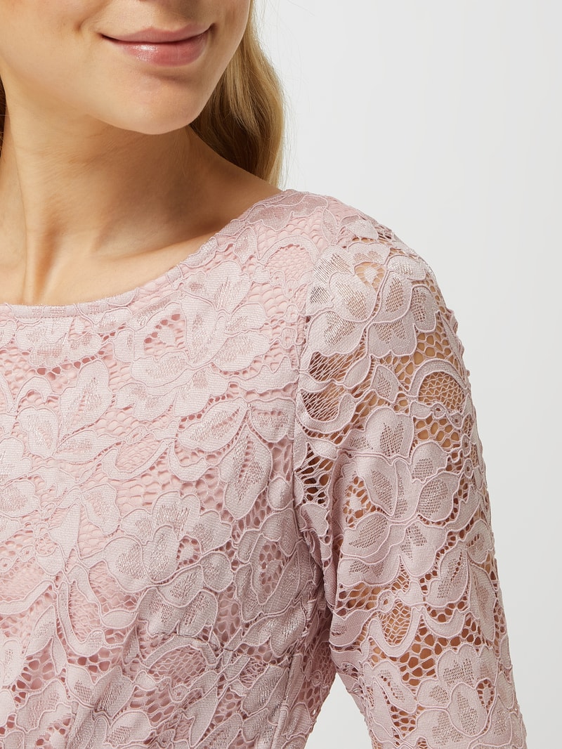 Cocktailkleid mit Spitzenbesatz in rosé