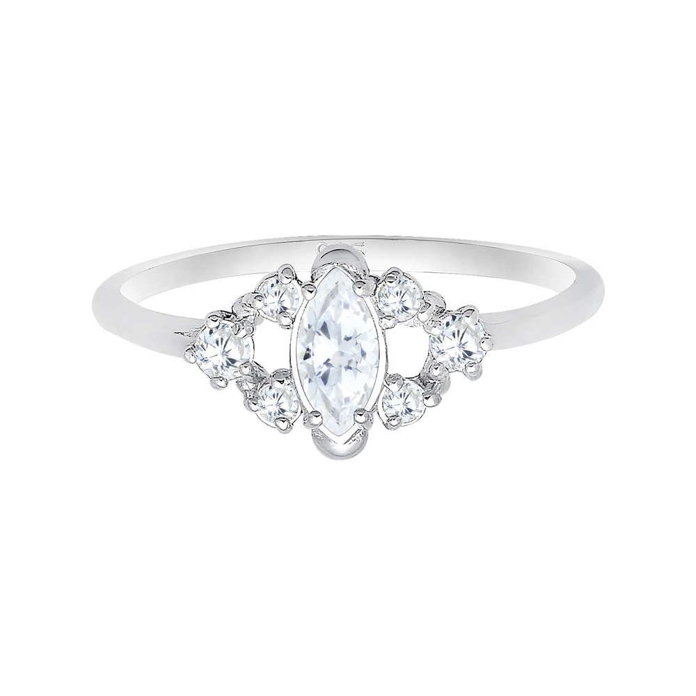 Elli Elli Bague Femme Motif Floral Ludique avec des Cristaux de Zircone en Argent Ster Bague