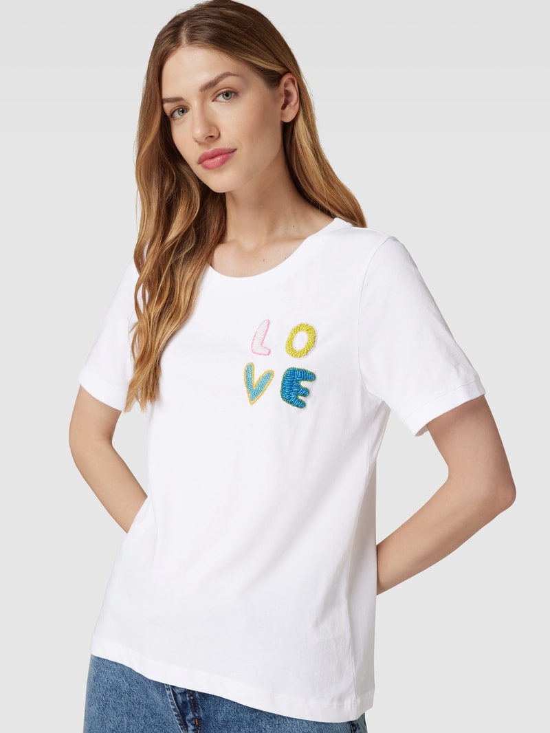 T-Shirt mit Zierbesatz in weiß