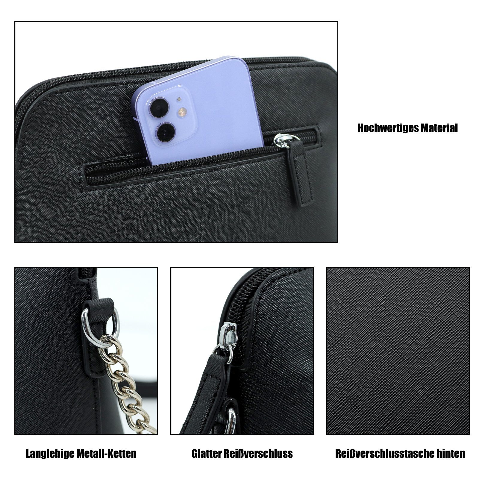 TAN.TOMI Mini Bag Damen Kleine Umhängetasche,Kette Schulterriemen Abendtasche, Handtasche für Bankett Party Geschenke für Frauen in schlichter Optik