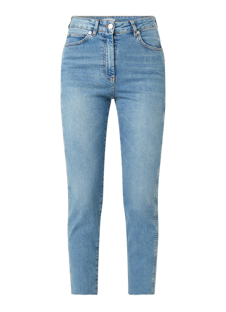 Calça jeans cropped de cintura alta e modelagem slim da Whistles, com lavagem média.