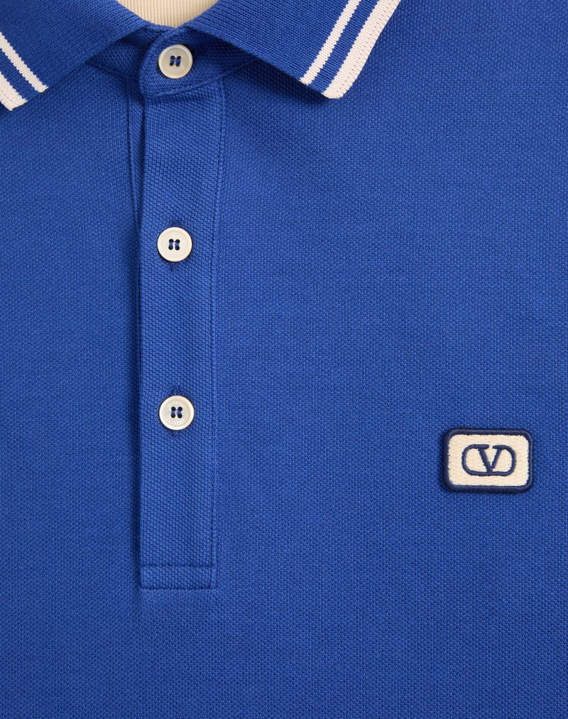 Polo shirt van katoenen piqué met V-logo patch