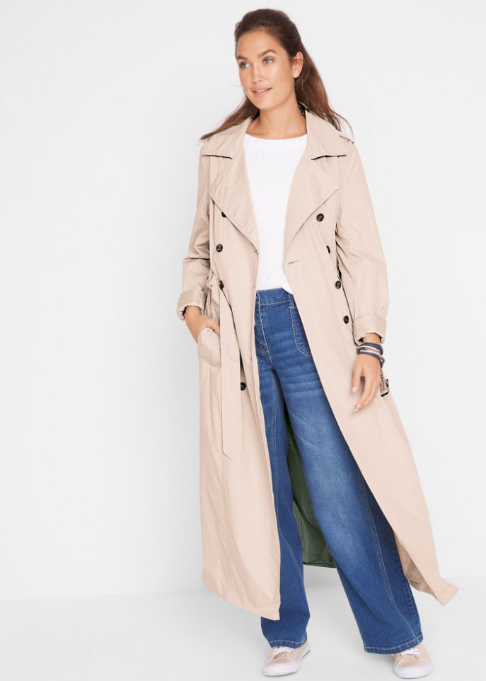 Long-Trenchcoat mit Taillengürtel