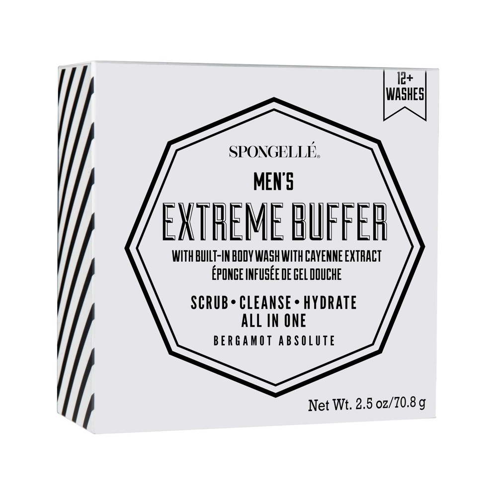 spongelle MINI MEN'S SUPER BUFFER - BERGAMOT ABSOLUT (12+ USES) Mini éponge infusée de gel douche pour Homme