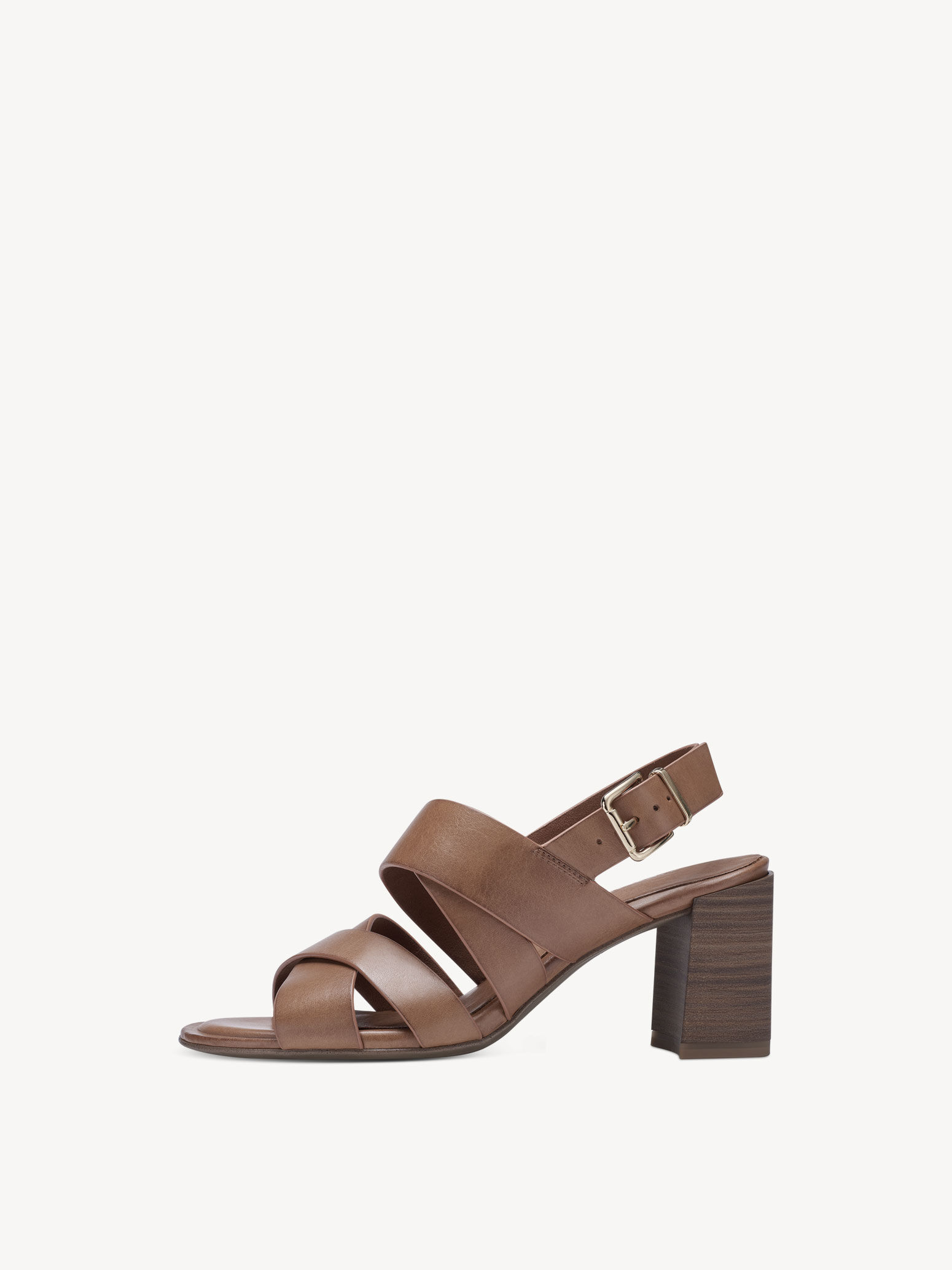 Sandale à talon en cuir - marron