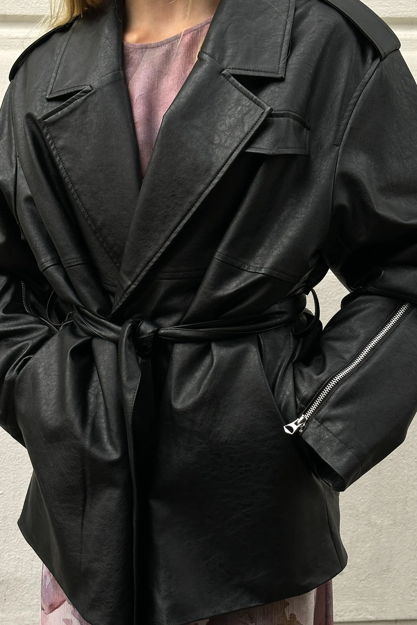 Übergroße PU-Jacke