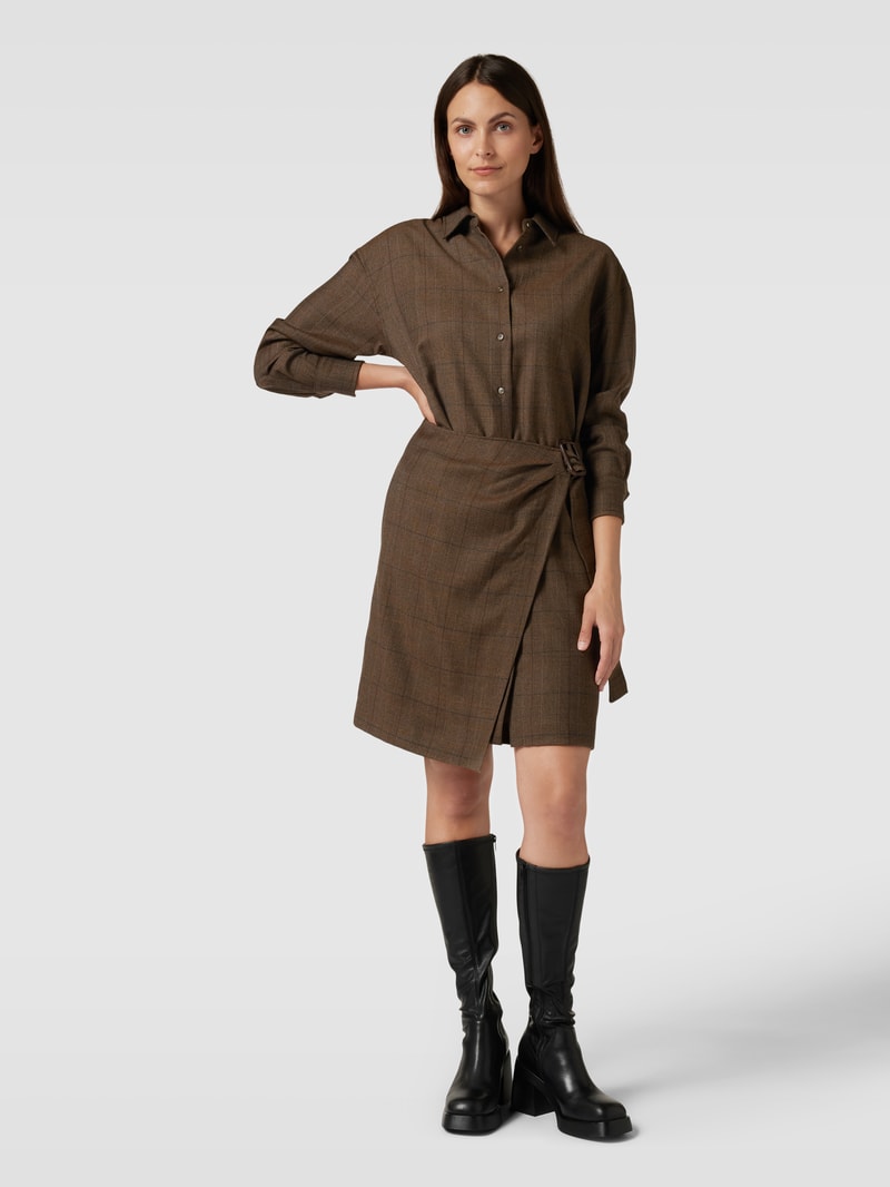 Knielanges Kleid in Wickel-Optik Modell 'ADERIRE' in schokobraun