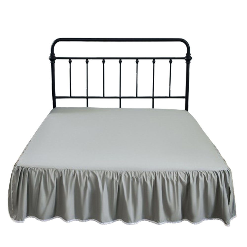 Matratzenschoner Bettrock mit gerüschtem plissiertem Spannbetttuch grau 60x80+14inch FELIXLEO
