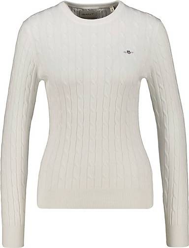 GANT Damen Strickpullover STRETCH COTTON CABLE C-NECK