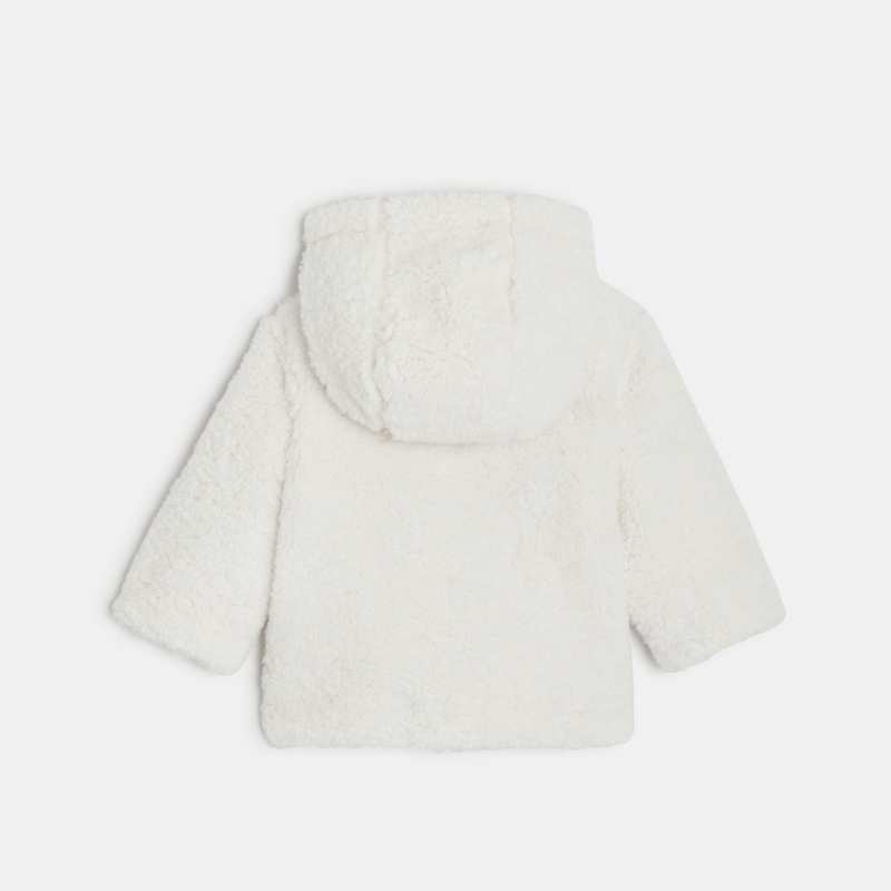Manteau réversible à capuche bébé fille écru à motifs beige Catimini