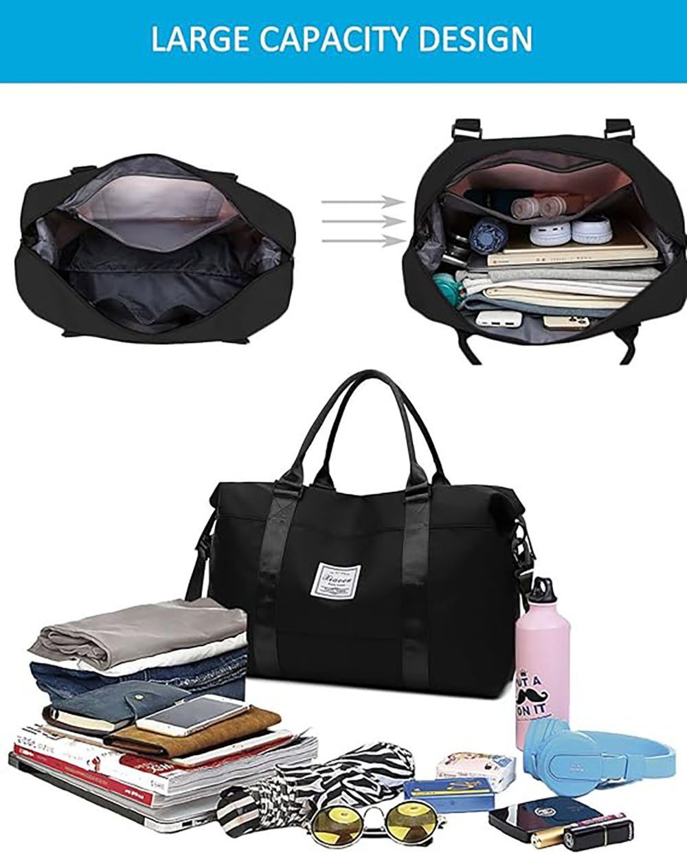 Deliana.sport Sporttasche Damen Sporttasche Handgepäck Tasche Weekender Bag (Portable Reisetasche, 1-tlg., Verstellbarer Schultergurt), Mit separatem Schuhfach