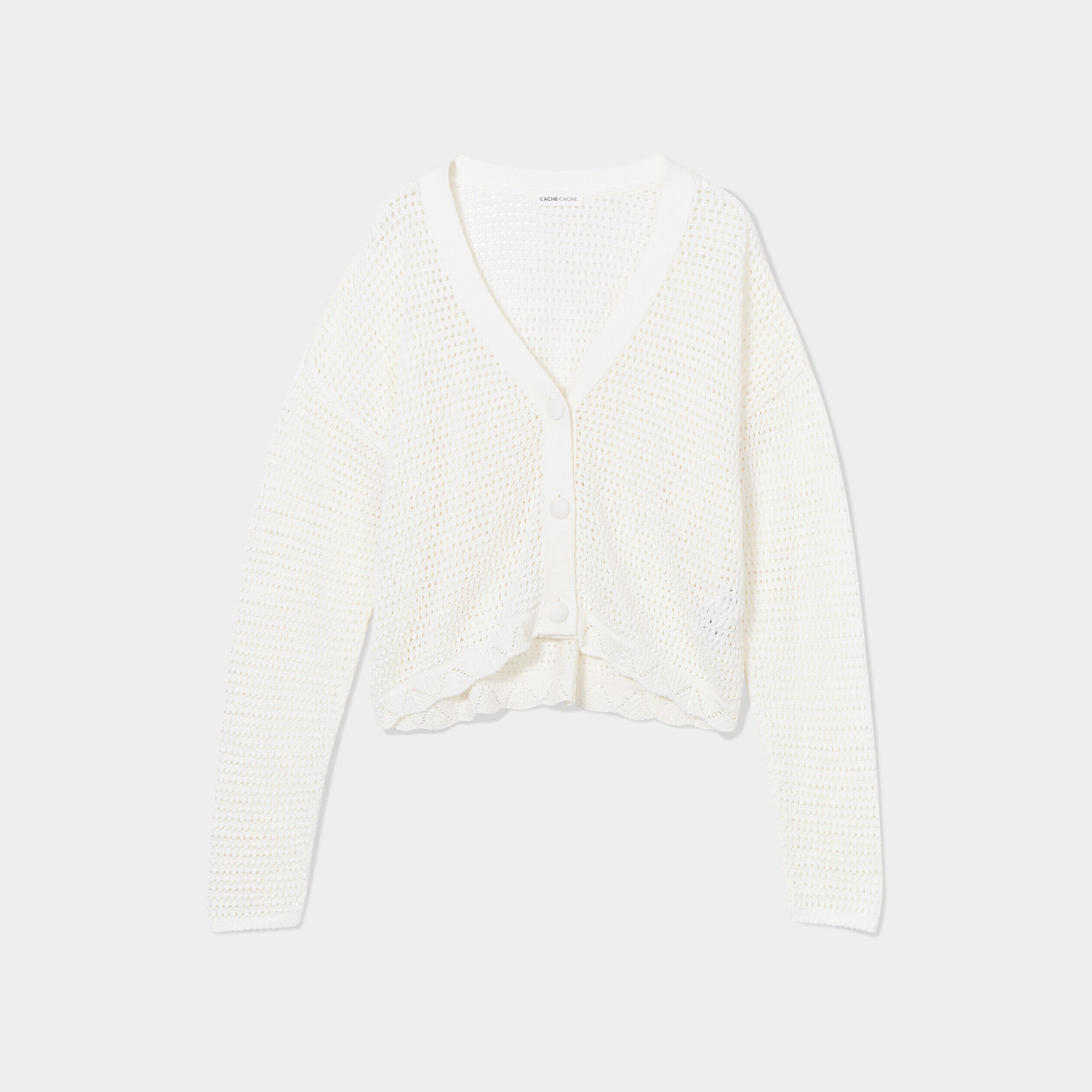 Gilet ajouré en crochet ecru femme | Cache Cache