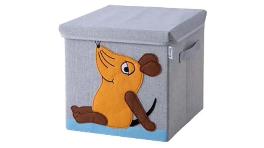 Lifeney Aufbewahrungsbox mit Deckel Die Maus 30x30x30cm blau, grau, orange