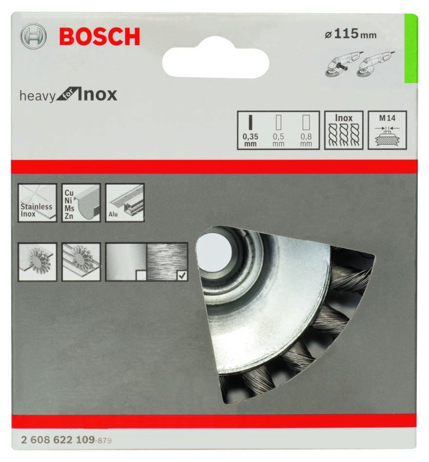 Bosch plavi pribor 2608622109 Konusna četka 115 mm INOX pletena M14