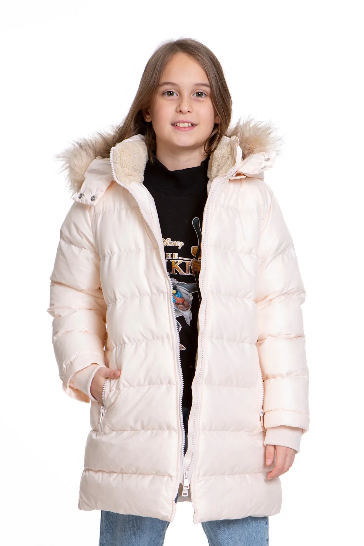 AHENGİM  Mädchenpelz-Welsoft-Plüsch-Trend-Puffermantel Ak2508