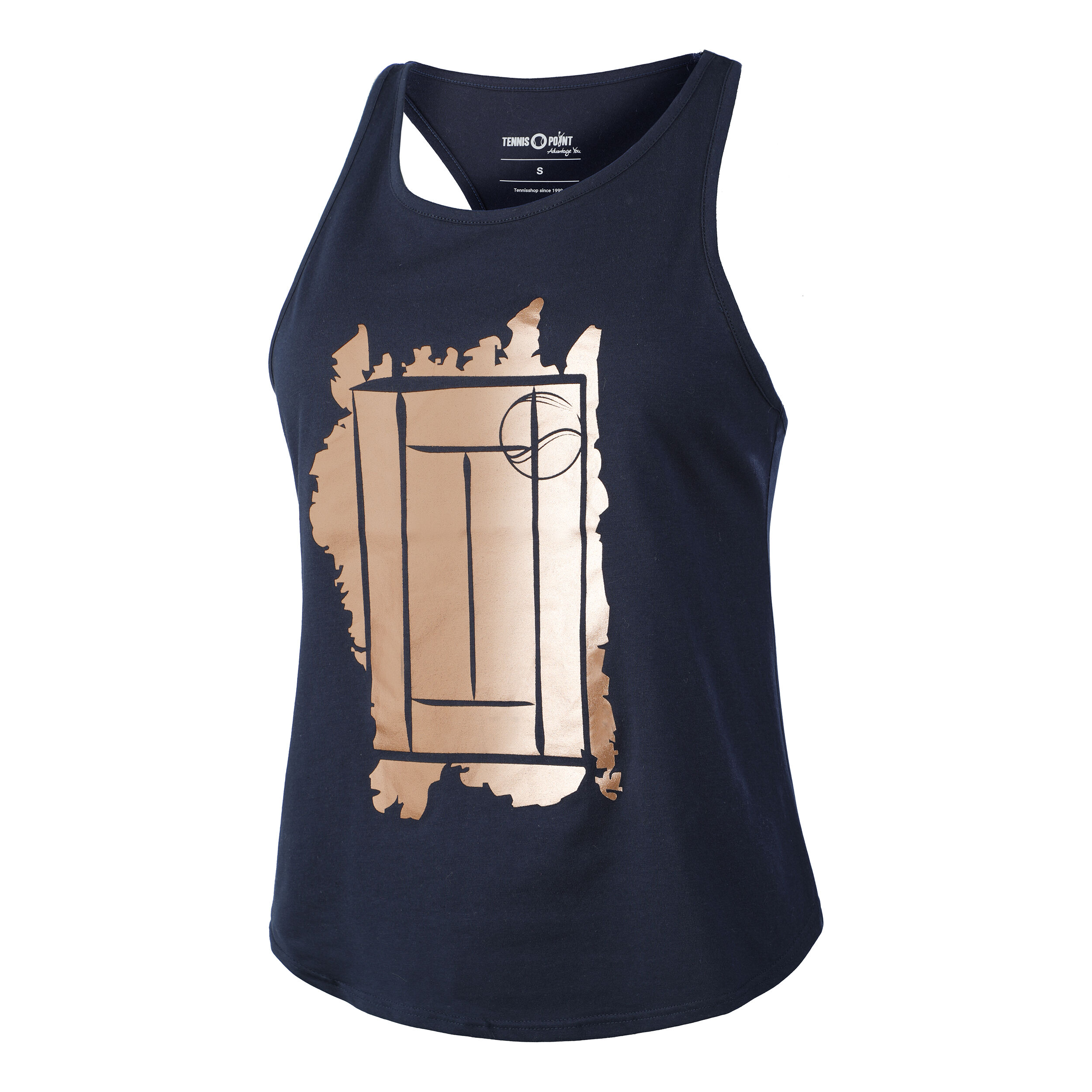 Glitter Court Tank-Top Damen - Dunkelblau, Beige