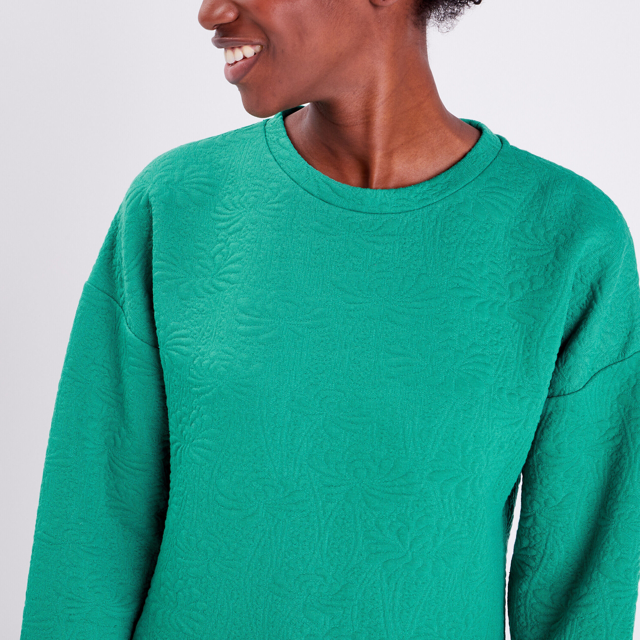 Sweat manches longues vert turquoise femme | Cache Cache