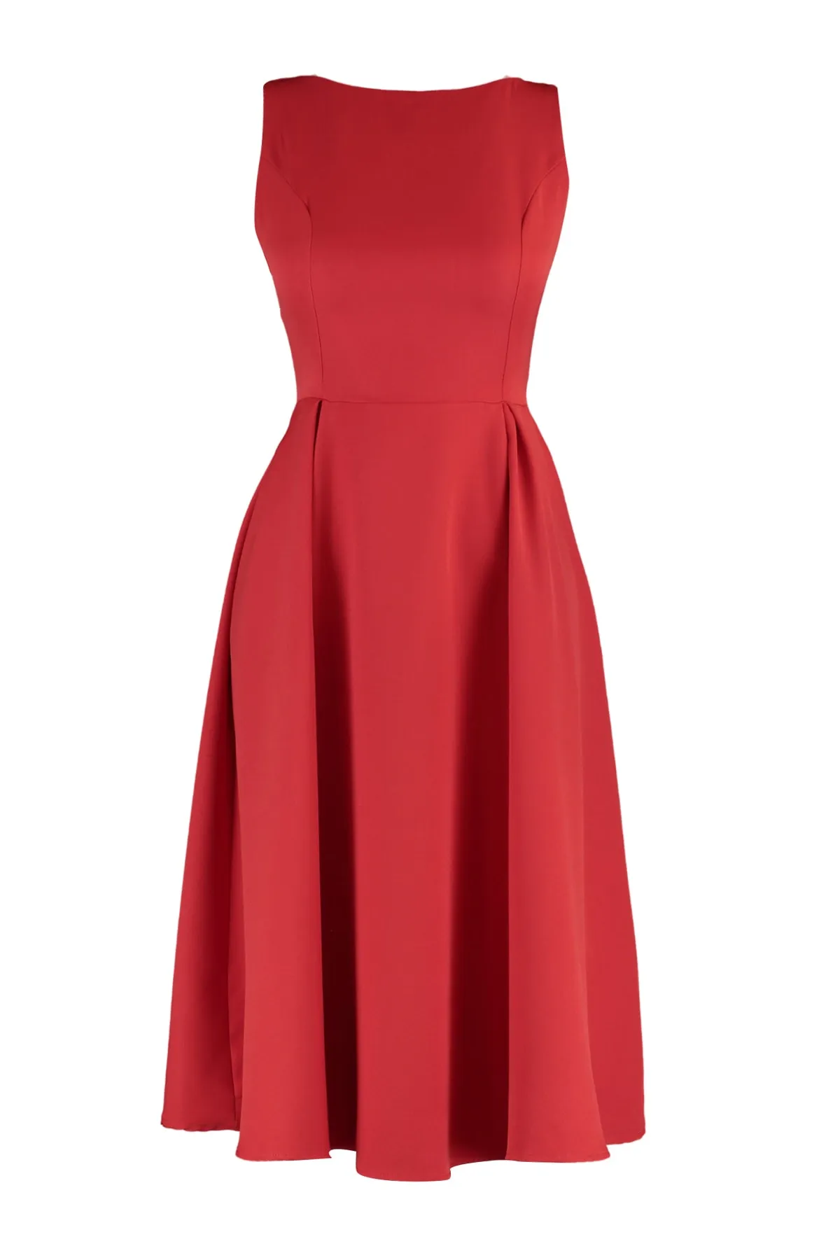 Trendyol Collection  Rotes Midi-Plisseekleid aus Webstoff TWOSS20EL0980