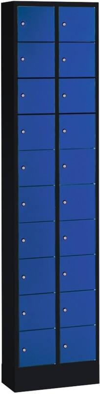 C P Serie 8070 Evolo Metall Schließfach 20 Türen Zylinderschloss 460 x 200 x 1.950 mm Schwarz 80700-203 S10082