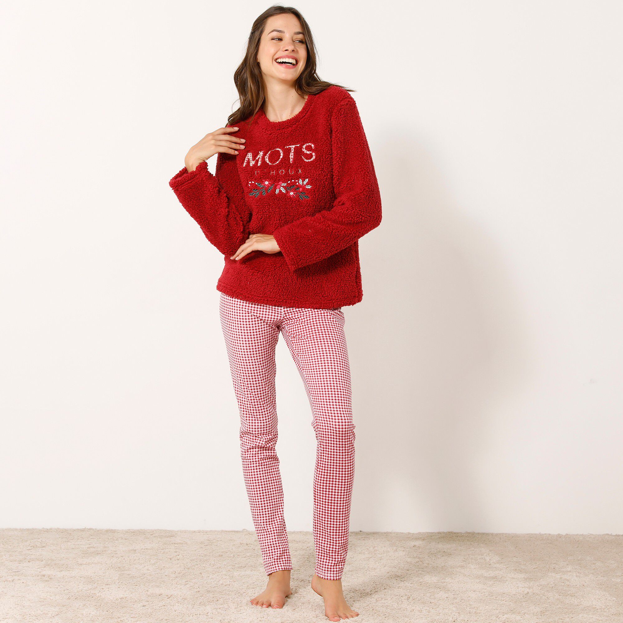 Pyjama sweat sherpa, legging jersey imprimé