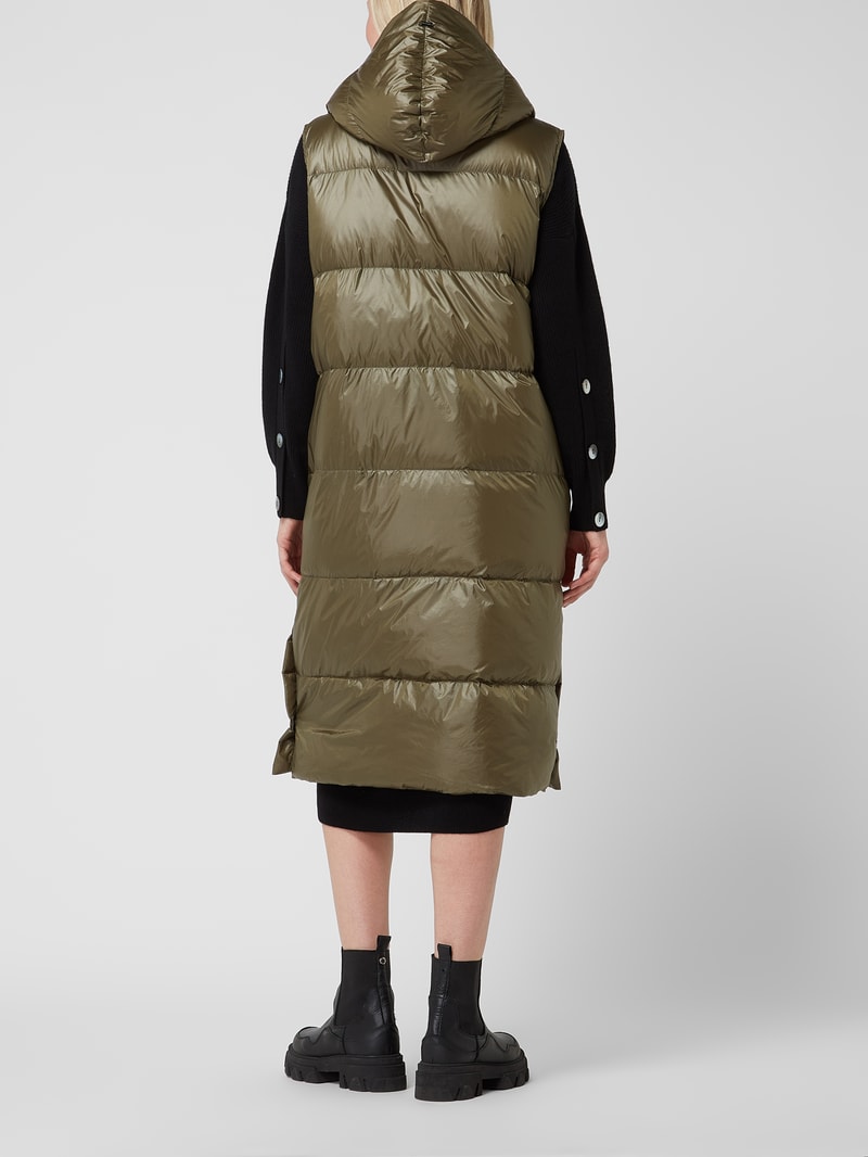 Daunenweste mit Kapuze in khaki