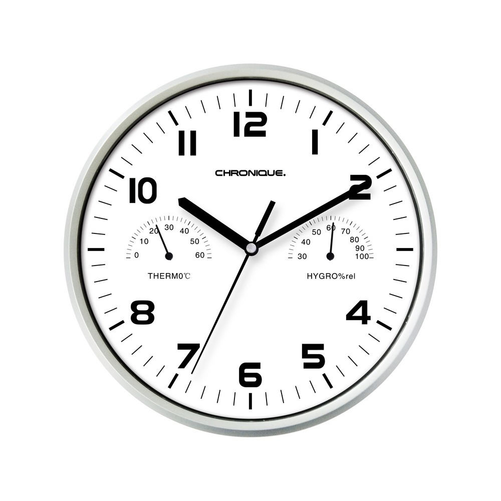 Chronique Quarz-Wanduhr - Silber/Weiß