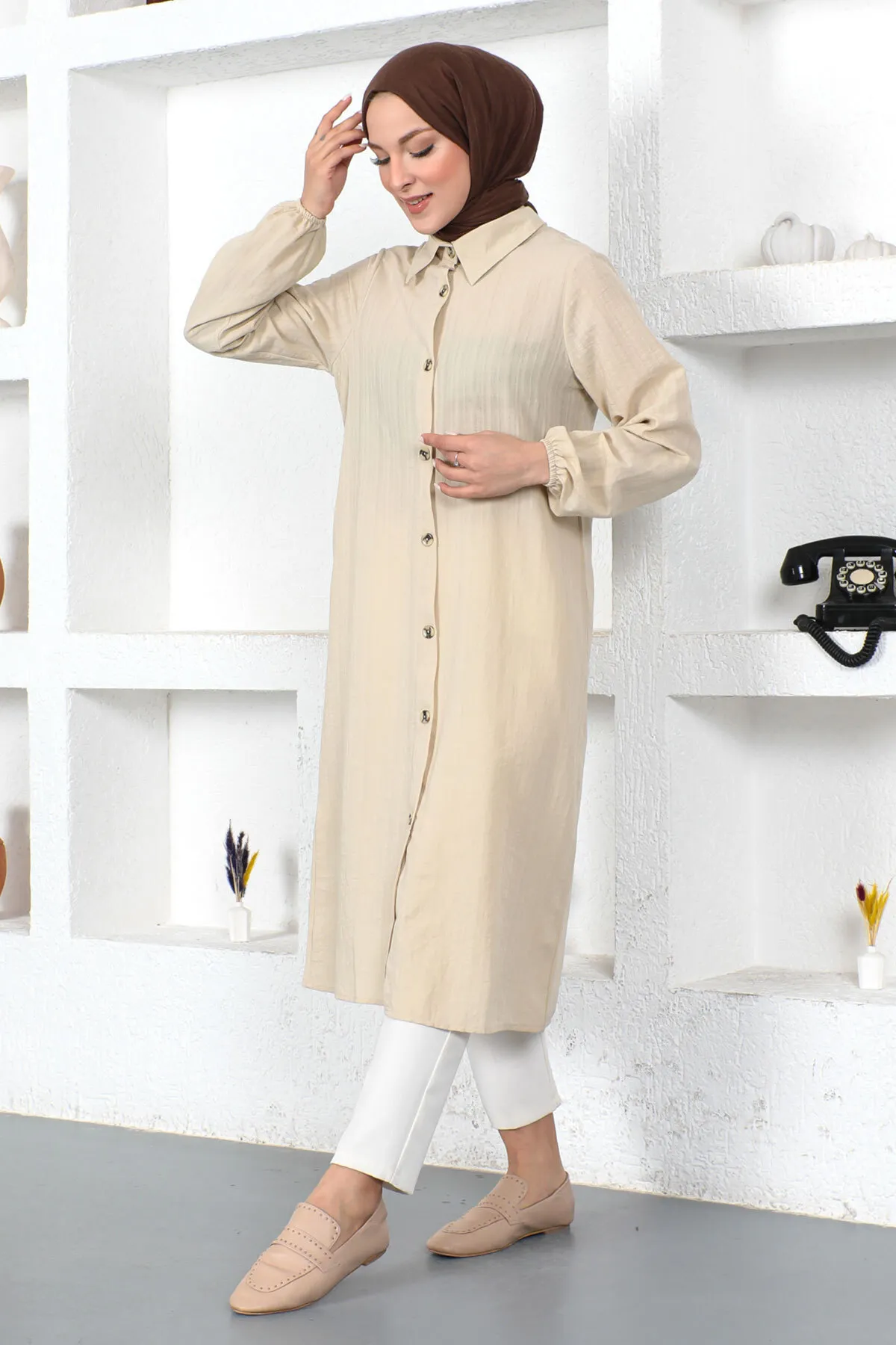 Tesettür Dünyası  Lange Tunika Tsd230359 Beige