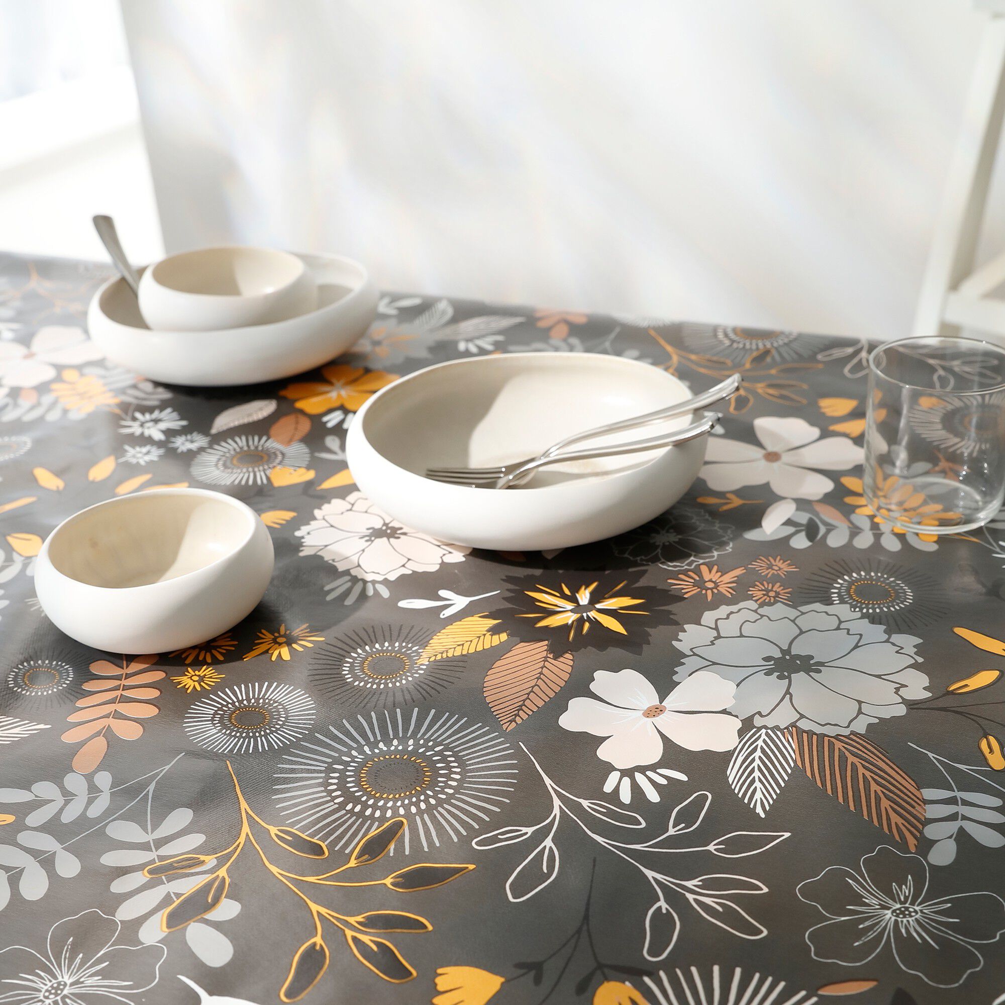 Nappe toile cirée imprimée végétal