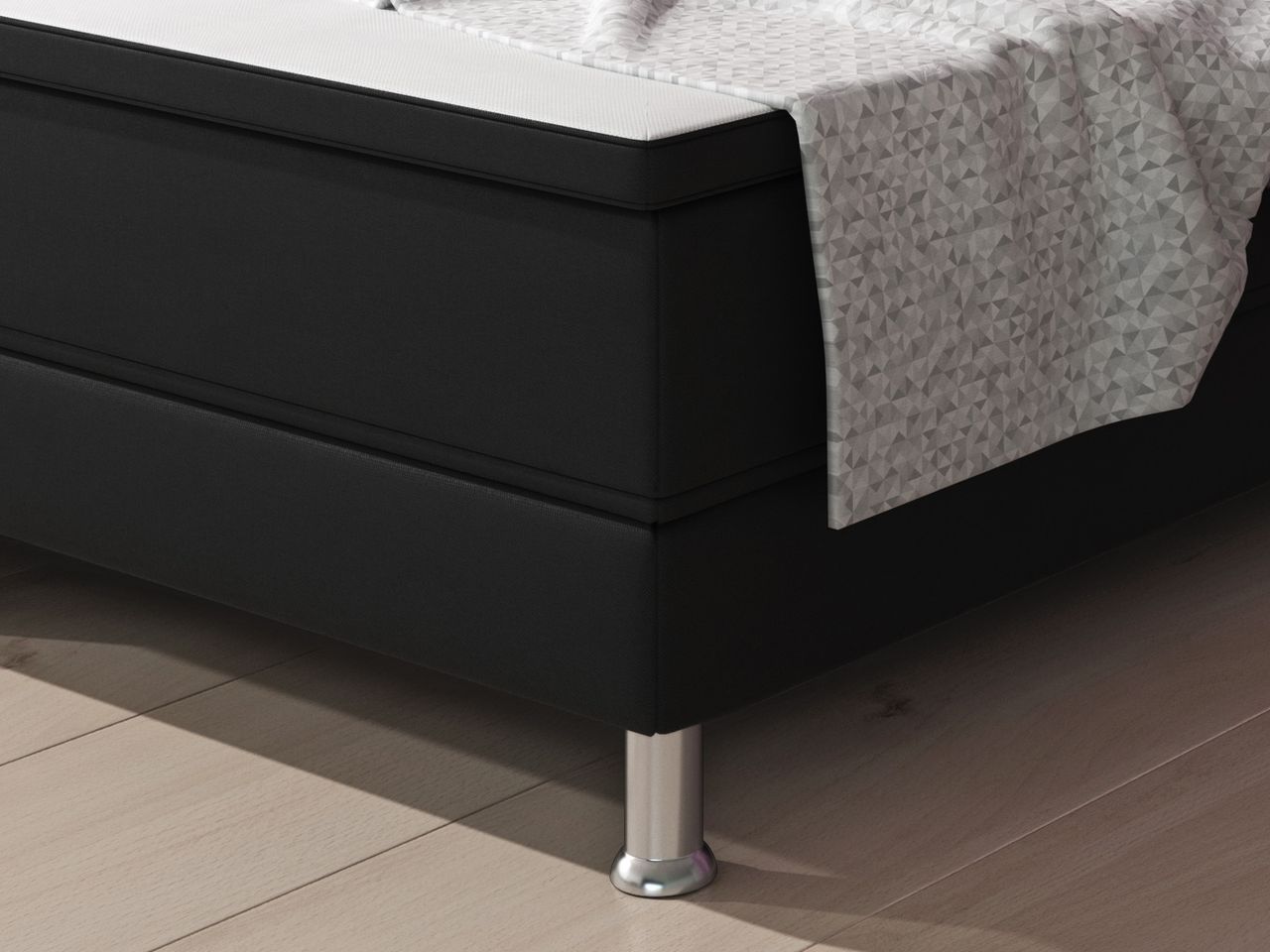 IHG Boxspringbett Esra 140x200 Webstoff Schwarz