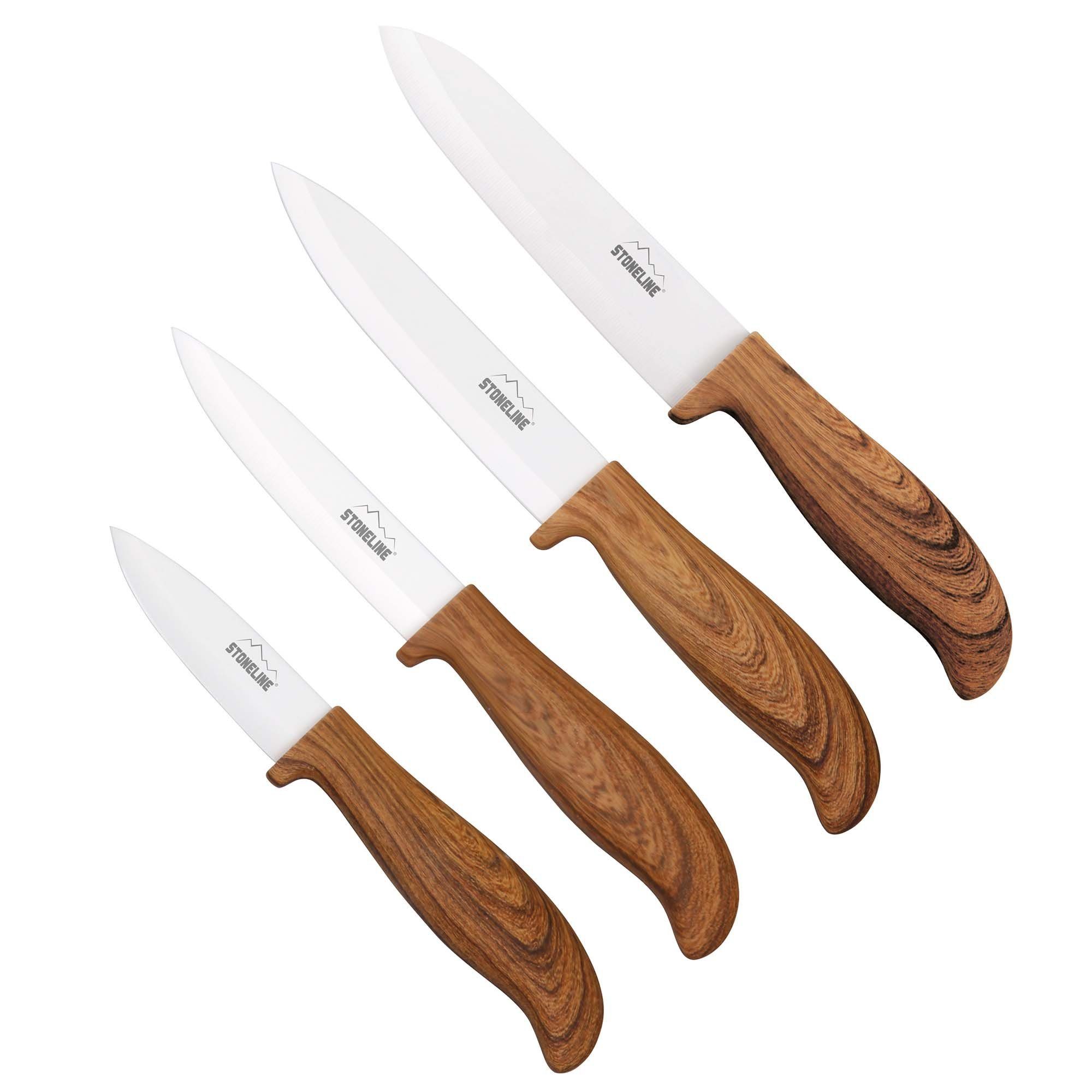 STONELINE Messer-Set (Messer-Set, 1x Chefmesser ca. 28 cm), mit Klingenschutz, Holzoptik-Griffe, Designed in Germany