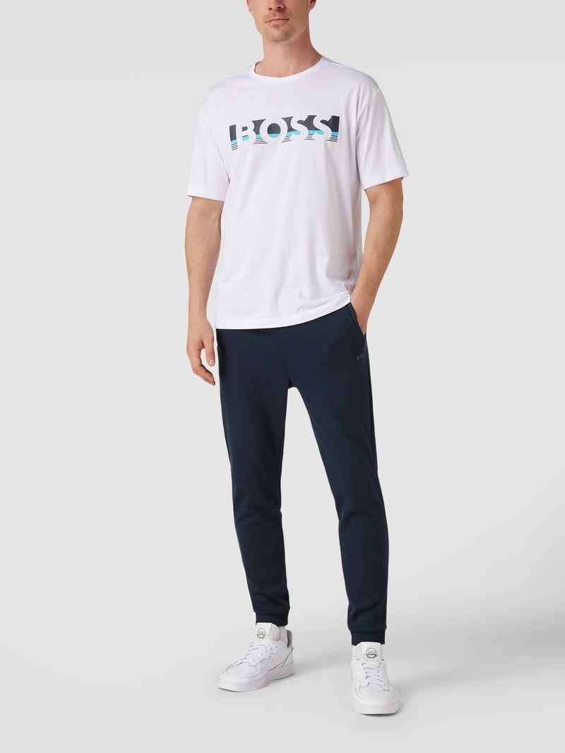 Sweathose mit feinem Strukturmuster in marineblau