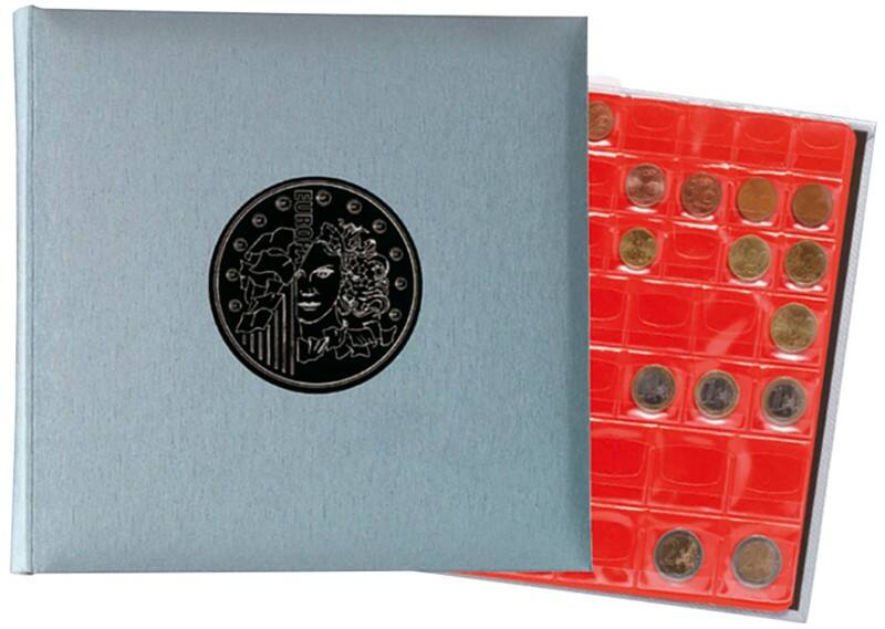 Münzalbum 24,5x25cm Metallic Grau 5 Seiten x 43 Fächer