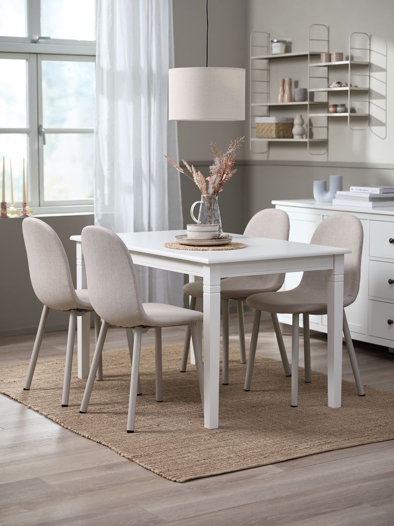KIRKEBY EJSTRUP KIRKEBY L130/220 Tisch weiß 4 EJSTRUP Stuhl beige