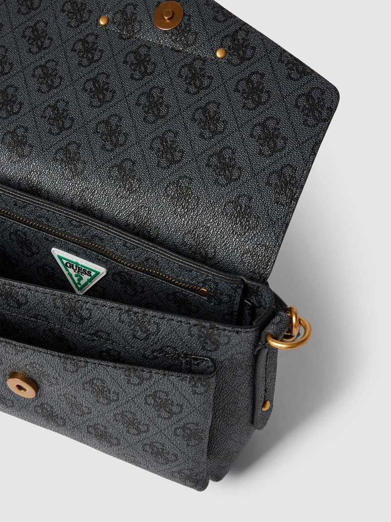 Schultertasche mit Allover-Logo Modell 'BRENTON' in schwarz