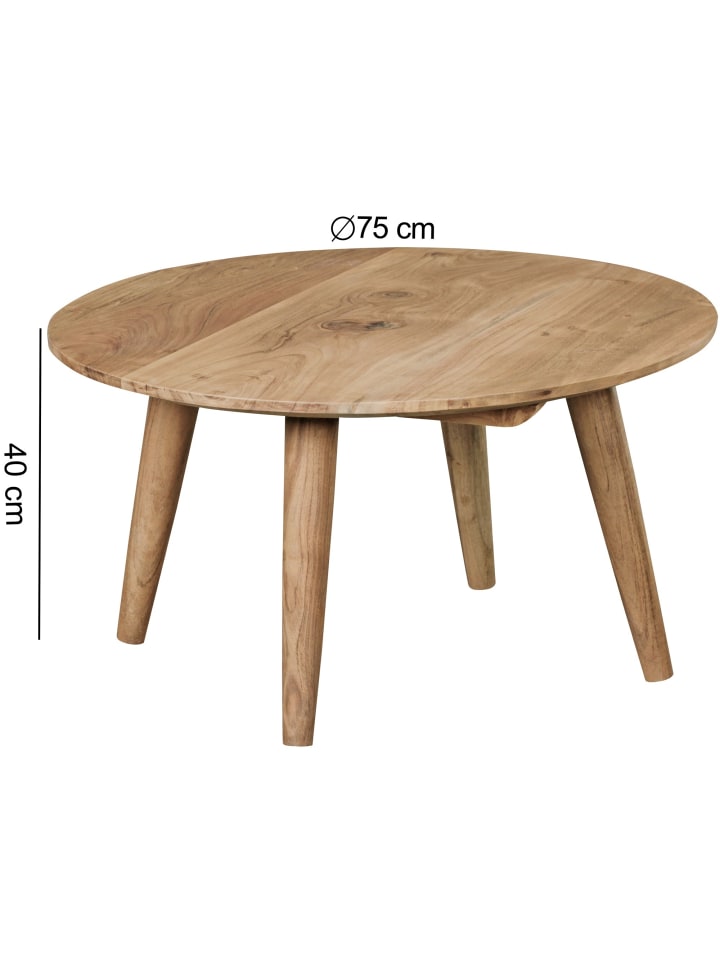 KADIMA DESIGN Couchtisch | Akazie, ø75x40cm, Massivholz, Rund günstig kaufen onesize