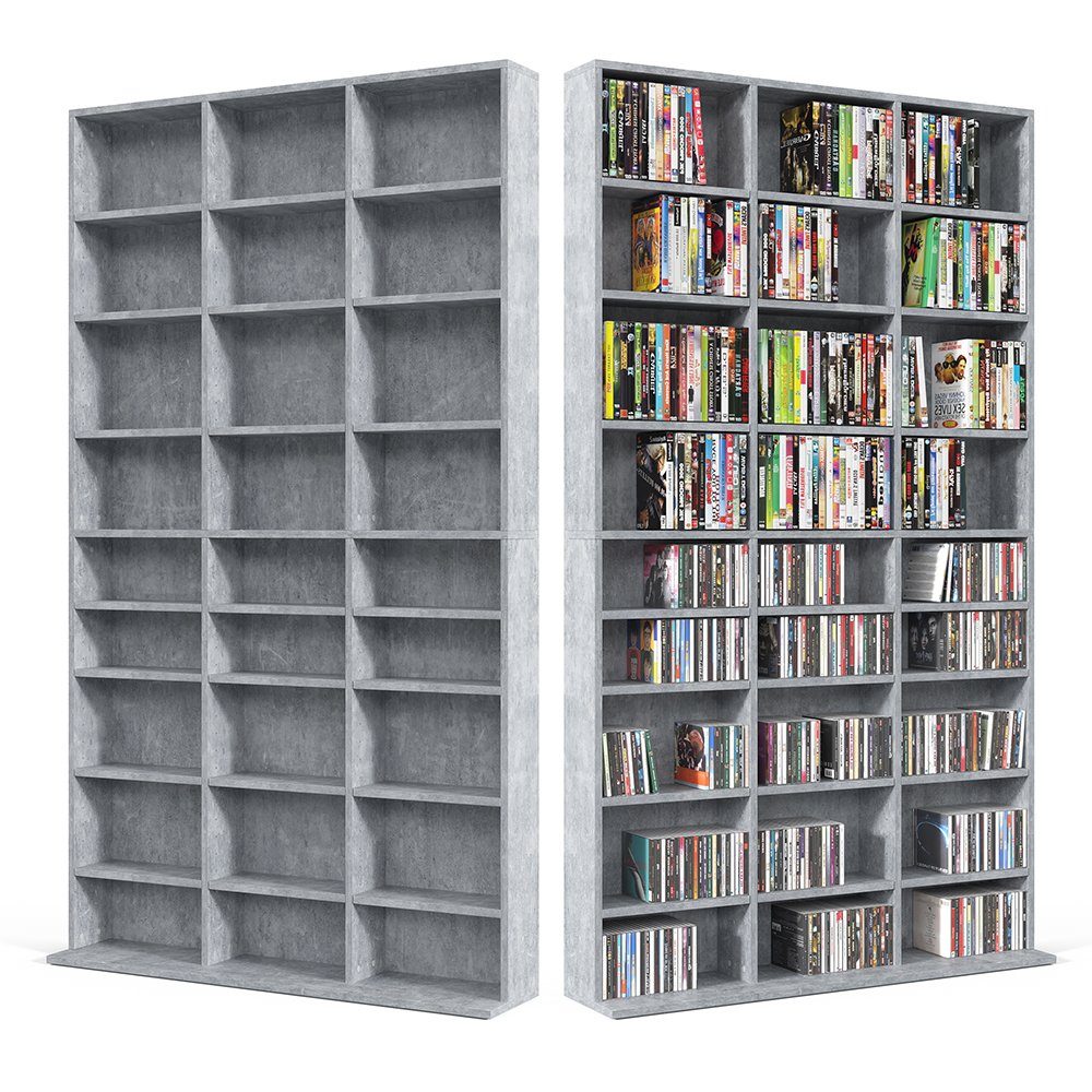 Vicco CD-Regal Wandregal CD DVD Regal Medienregal JUKEBOX Beton