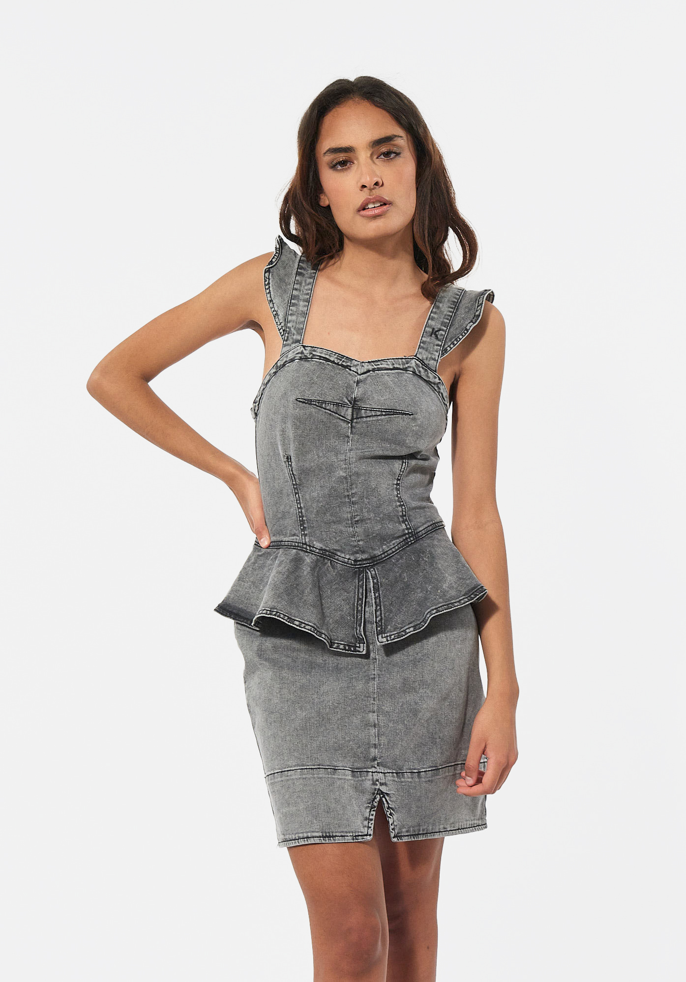 SHELB  Robe cintrée en jean gris Femme